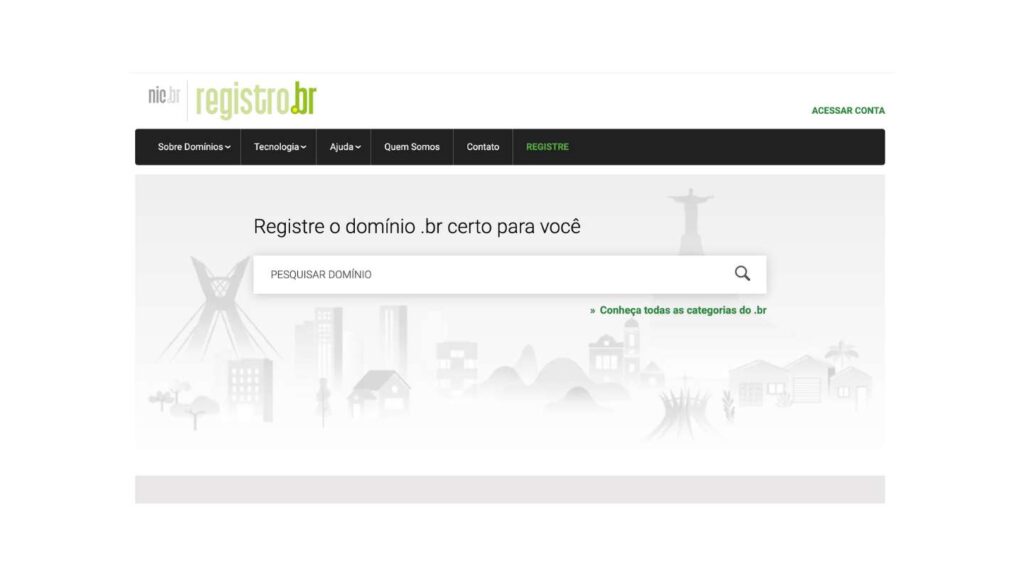 Site Registro.br para registar dominio de Pet Shop Online