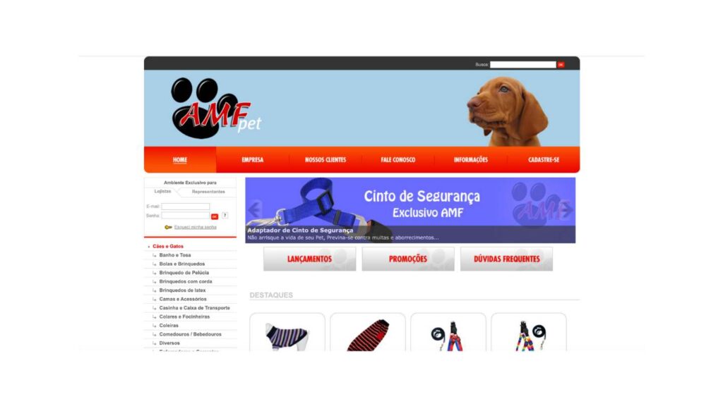 Site da AMF Pet - Fabrica de Produtos para Pet Shop